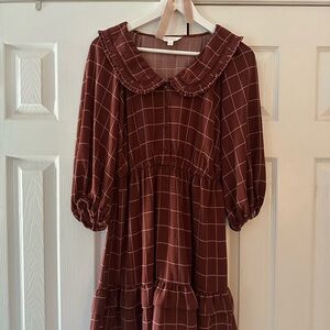 LC Lauren Conrad Plaid Long Sleeve Dress - Brown